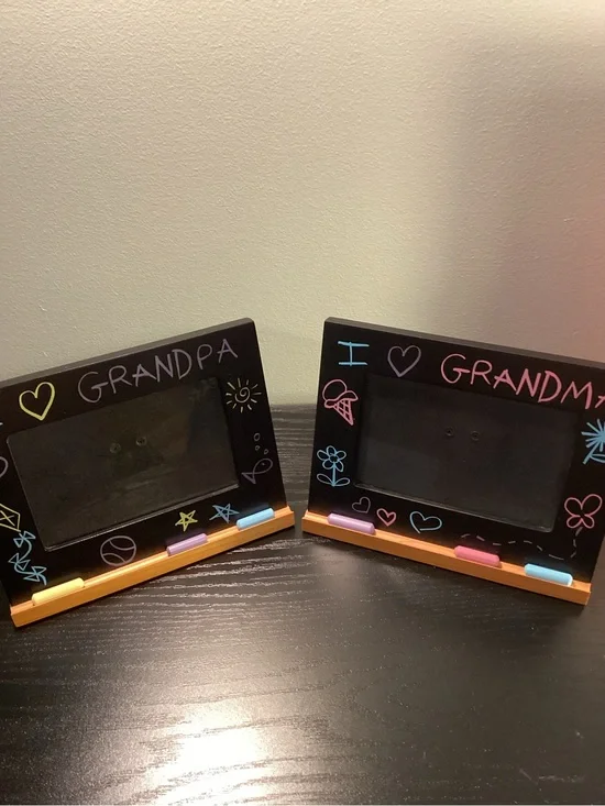 Faux Chalkboard Photo Frame Pair - Grandpa & Grandma with Chalk Accents