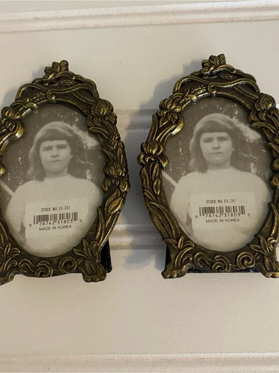Stanley Brass-Tone Ornate Floral Oval Picture Frames (Pair)