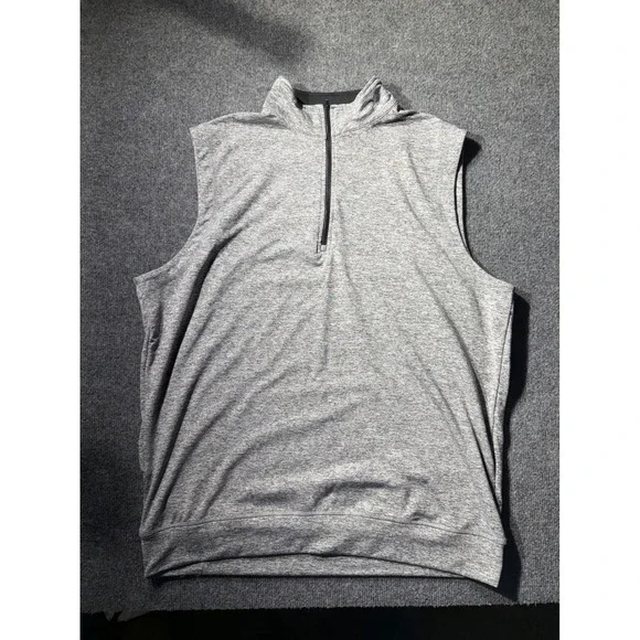 TGW Mens Quarter Zip Golf Vest Heather Gray Sleeveless Pullover Large RN135357