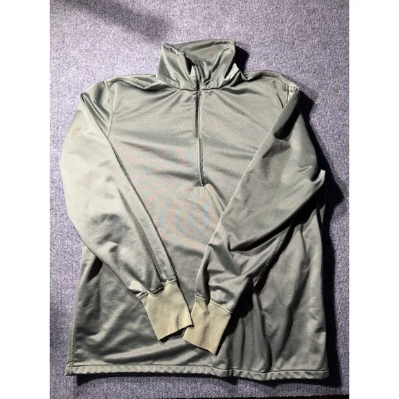 Olive Green Tactical Quarter Zip Pullover Performance Fleece Mid Layer Mens L