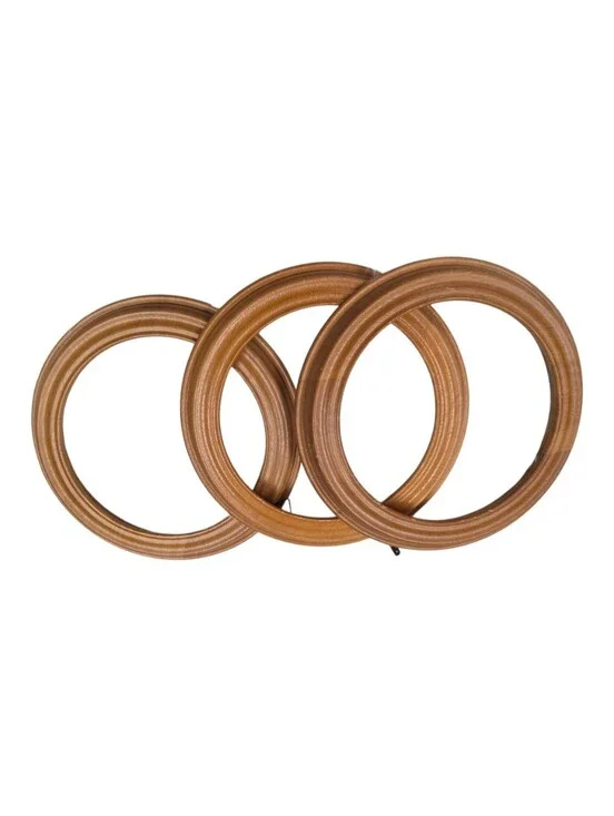Van Hygan & Smythe Set of Three Round Wood Plate Frames -oak Vintage Rare