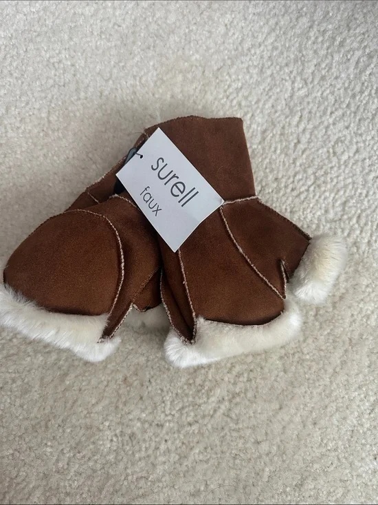 Surell Brown Faux Shearling Trim Baby Booties
