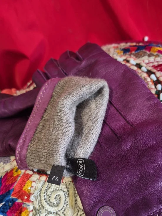 Coach Plum Leather Women's Gloves