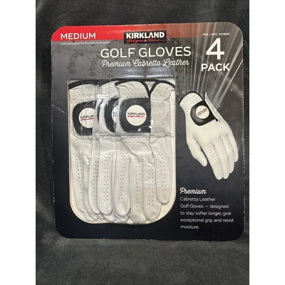 Kirkland Signature Golf Gloves Premium Cabretta Leather, Medium Left Hand New