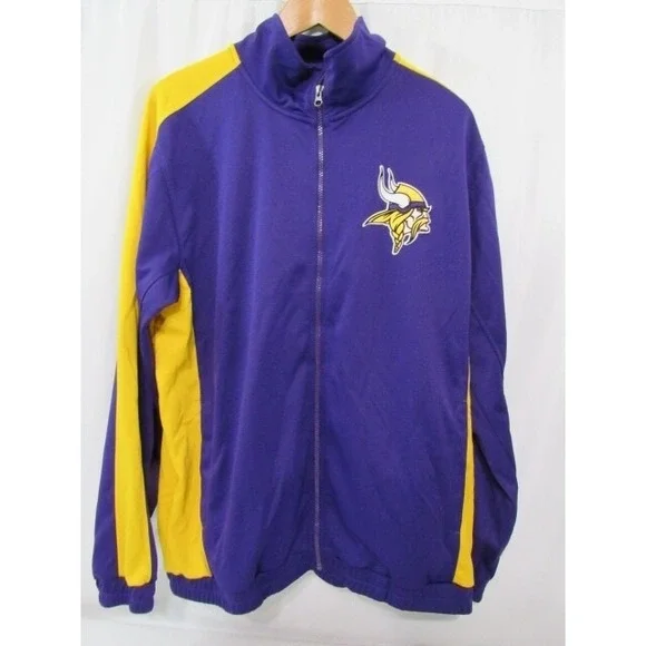NFL Minnesota Vikings Men's L Purple Gold Full Zip Warm up Jacket