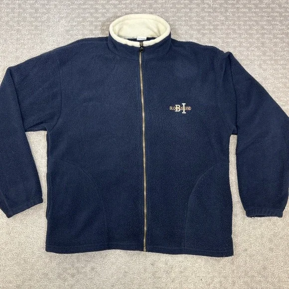 Vintage RI Block Island Full Zip Fleece Jacket Navy blue Size S Andy's USA