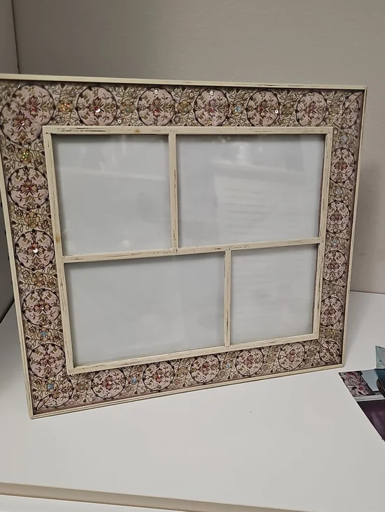 Decorative Multi-Opening Picture Frame Embroidered Beaded 13
