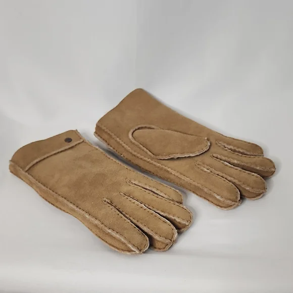 UGG Shearling Sheepskin Tan Suede Gloves Size Large