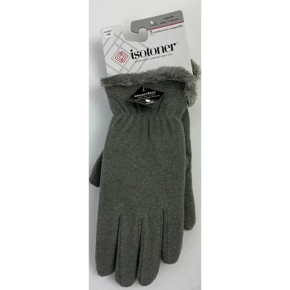 Isotoner Women's SmartDri Fleece Touchscreen Compatible Gloves‎ Repels Rain Snow