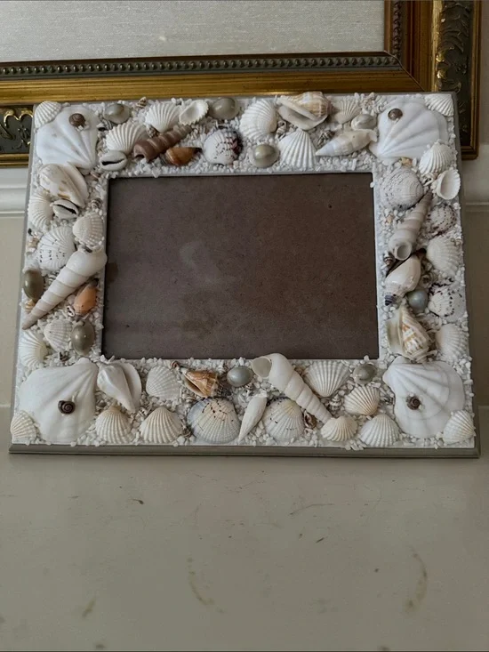 COOLEST Seashell Decorative 5” X 7” Photo Frame - White Shell Accent