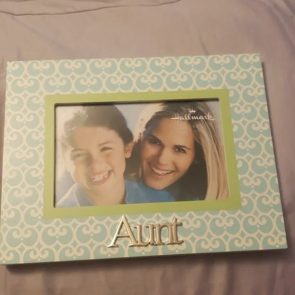 Hallmark Y2K Aunt 4X6 glass pictures frame Green Blue