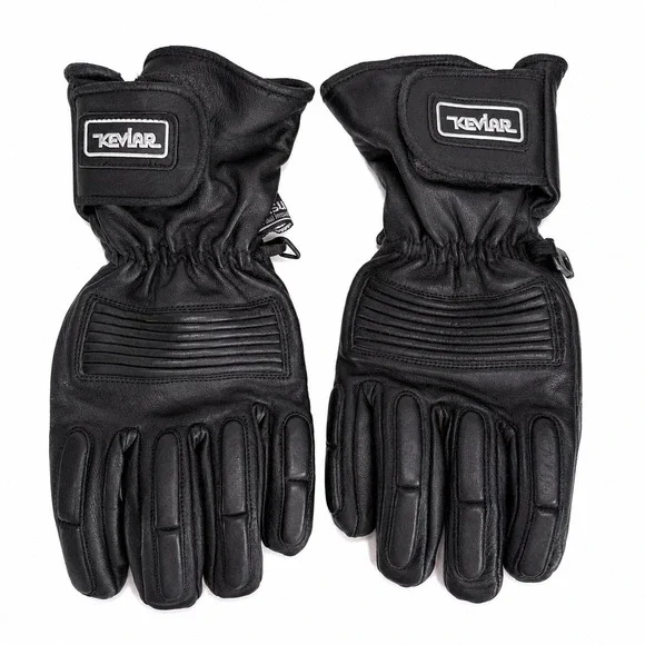 Kevlar Medium Motorcycle Gloves Leather Padded 3M Thinsulate Biker Black