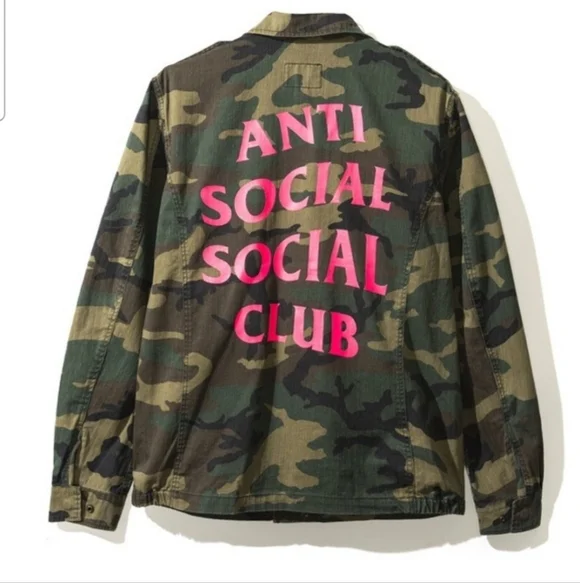 ANTI SOCIAL SOCIAL CLUB Men's 100% Cotton CAMO Cargo Utility Jacket Size‎ Large