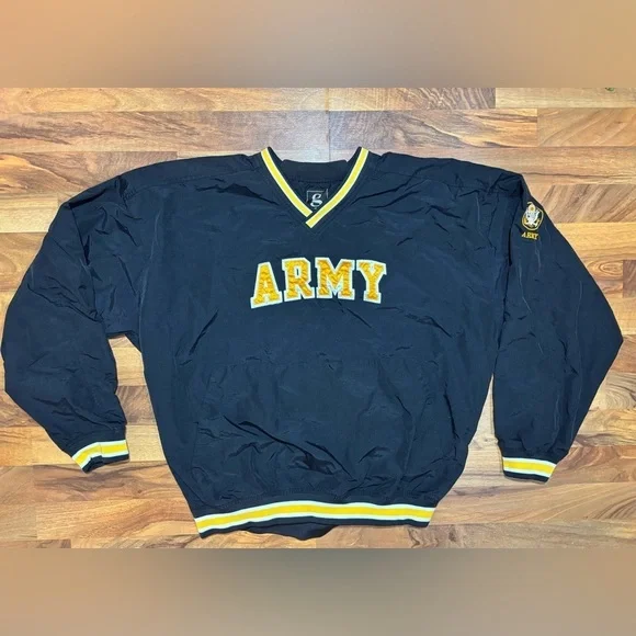 Vintage Army Pullover Windbreaker Light Jacket Size L Black Outdoors Performance
