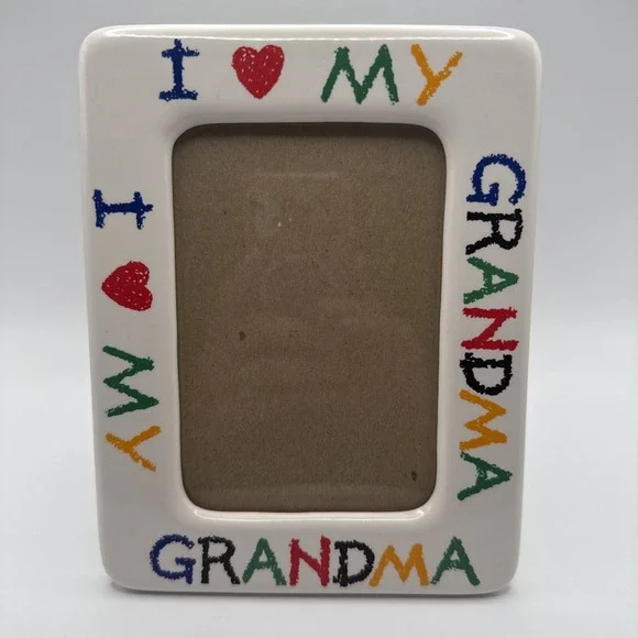 Vintage Fetco I Love My Grandma Colorful Ceramic Picture Frame Holds 4x6 Photo