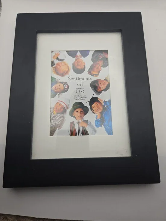 Matte Black Wood 5x7 Picture Frame with White Mat