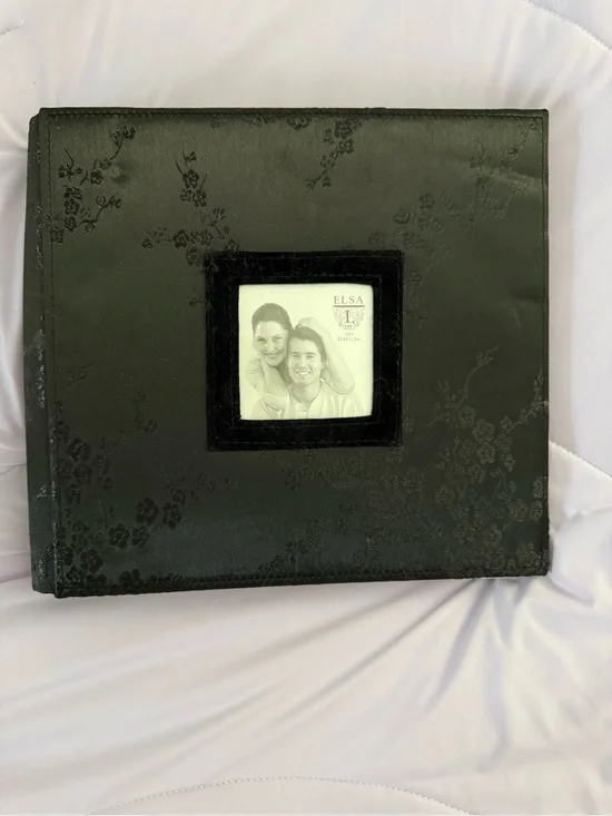 ELSA Black Floral-Embossed Photo Album with Velvet Window