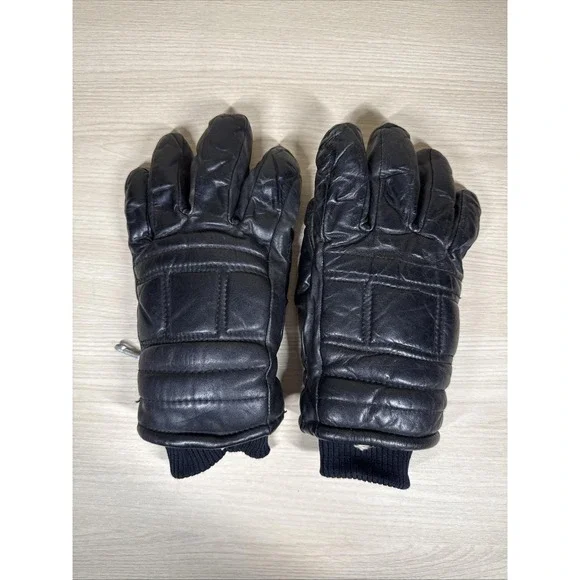 VTG Kombi Ladies Medium Winter‎ Ski Gloves Black Genuine Leather Made In Japan