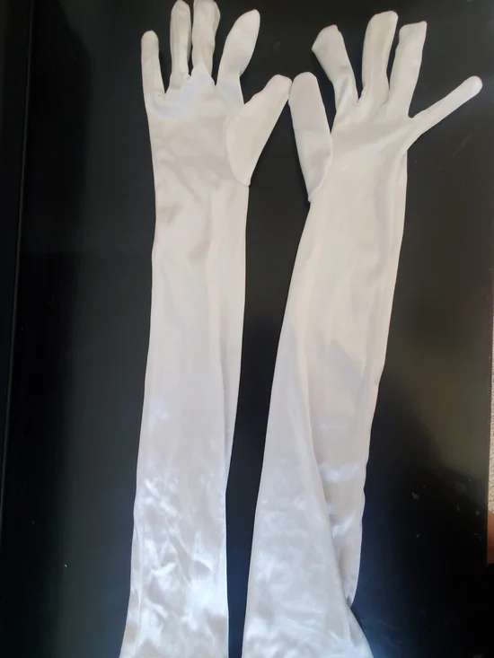 Long Satin Opera Gloves in White