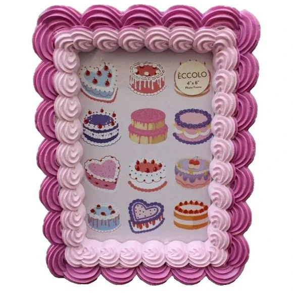 New Purple Birthday Cake Icing Girly Decorated Picture Frame Room Home Decor 4x6