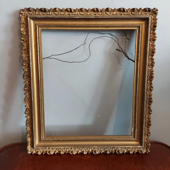 Vintage Ornate Gold Gilded Wood Picture Frame 15x13.5 Baroque Rococo Style Art