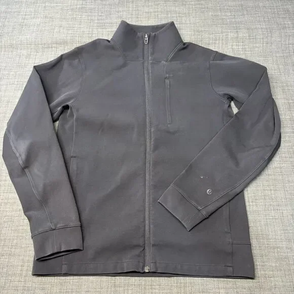 Lululemon Sojourn Jacket Mens Small Black Full Zip Mock Neck Athletic Athleisure