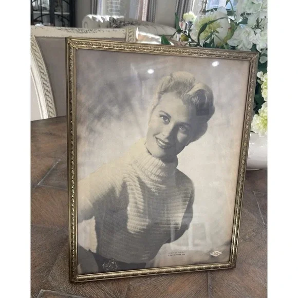 Vtg MCM Gold Metal Picture Frame Original Advertisement Insert And Glass 11x14