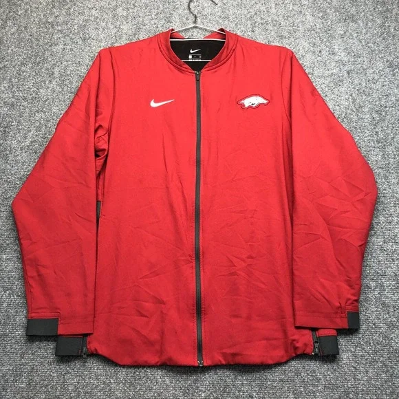 Nike Arkansas Razorbacks Full Zip Jacket Mens Small Red Athletic Windbreaker