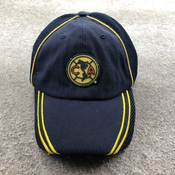 Club America Hat Cap Strap Back Mens One Size Blue Yellow Soccer Trucker Mesh