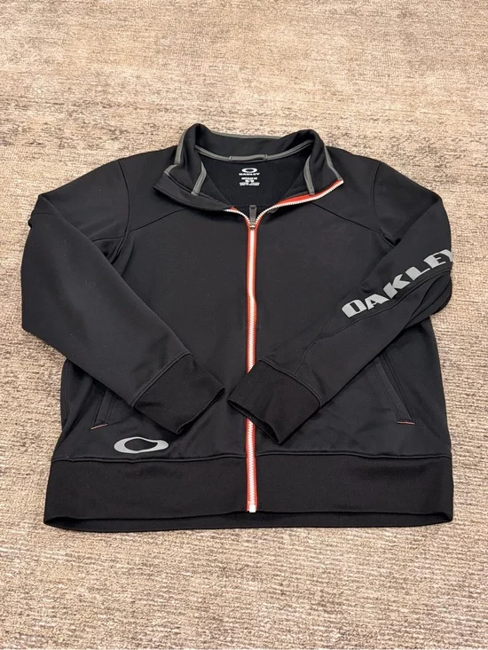Oakley Black Jacket with Red Zip and Grey Logo