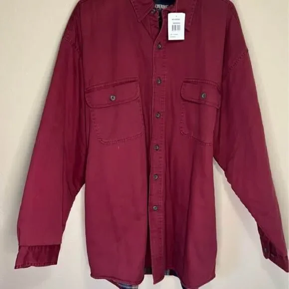 Wolverine Boots Mens Flannel Jacket Long Sleeve Fleece Lined Plaid XL Maroon NWT