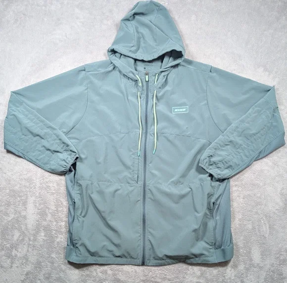 Nike Sport Clash Jacket Mens XL Turquoise Hooded Full Zip Dri Fit Windbreaker