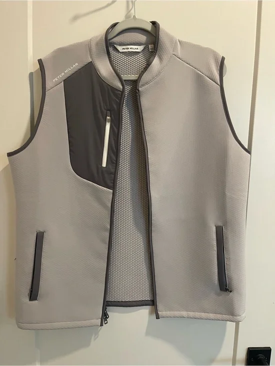 Peter Millar Light Gray Performance Vest with Charcoal Trim