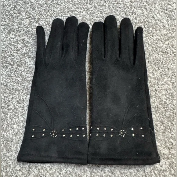 Gloves Gorgeous Dressy Black Women's Suede Gloves with Stud Detail Never Worn