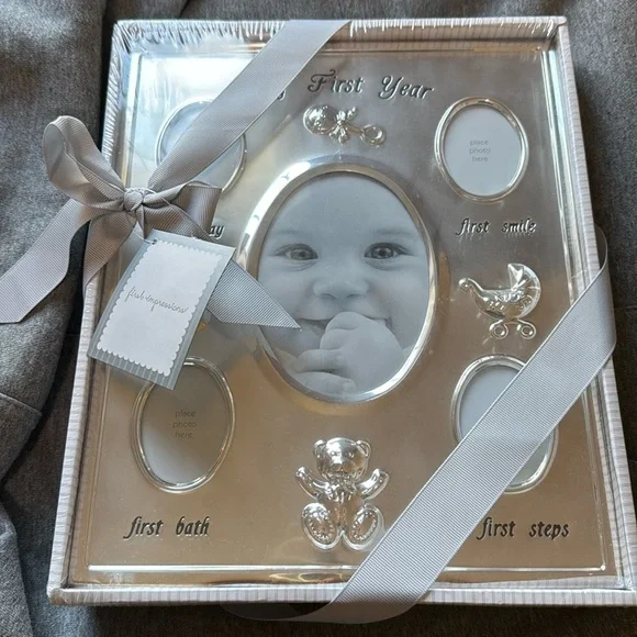 First‎ Impressions Baby Photo Frame My First Year -Silver NEW
