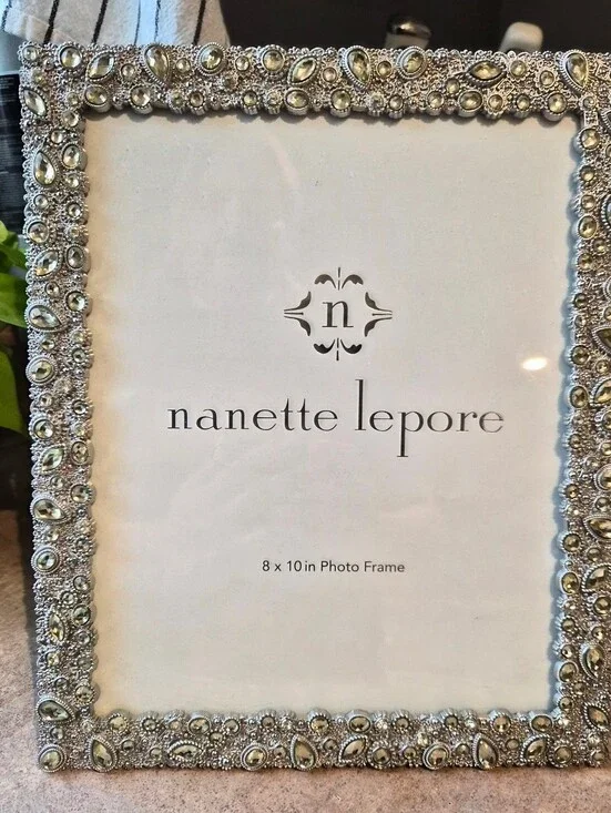 Nanette Lepore Silver Jeweled Beaded Photo Frame
