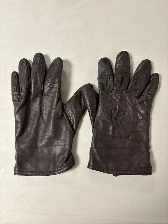Vintage Womens Classic Brown Soft Leather Driving Winter Gloves Large