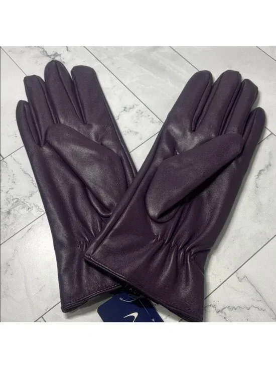 NWT Nappaglo Womens Purple Nappa Leather Fleece Lined Winter Gloves L LARGE