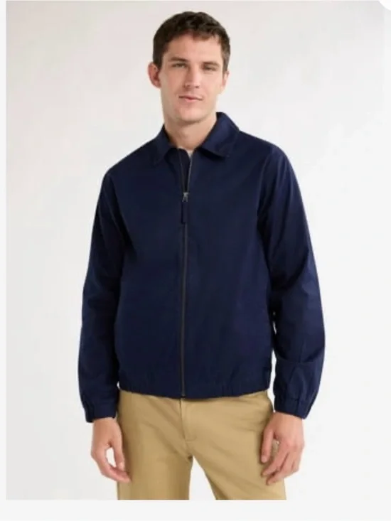 Men's Zip-Front Bomber Jacket in Navy
