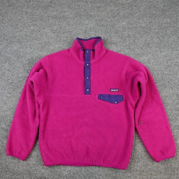 Vintage 90s Patagonia Synchilla Jacket Mens Smalll Pink Snap-T Pullover USA