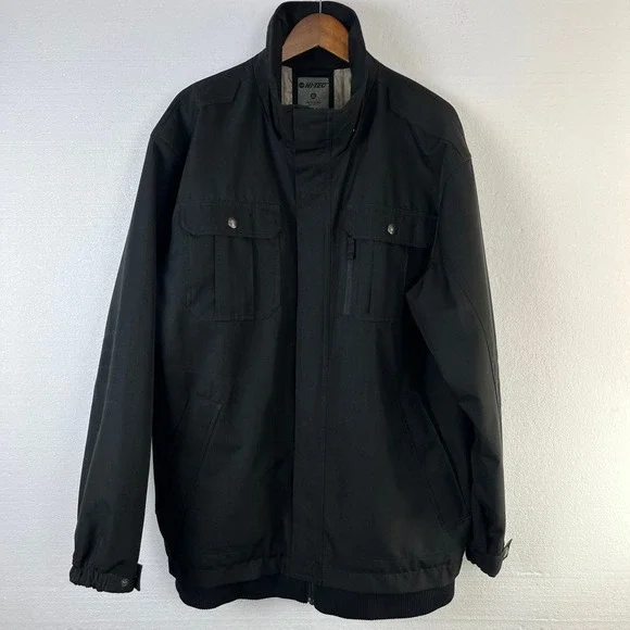 HI-TEC‎ Mens XL Black Waterproof Full Zip Jacket Utility Style Pockets