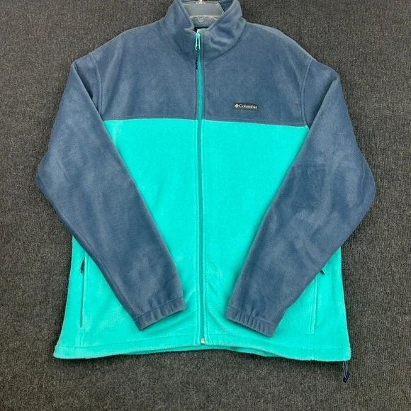 Columbia Unisex Fleece Jacket Mock Full Zip XXL Blue Aqua Outdoors Hiking