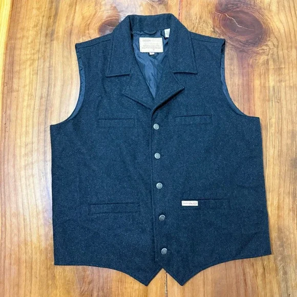 Powder River Outfiiters Mens Hunting Vest Wool Button Lined Outdoor Western G12
