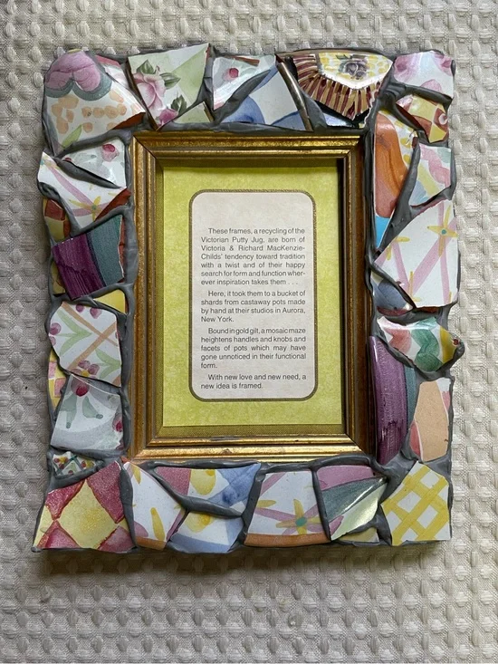 MacKenzie Childs Victorian Putty Shard Pottery Mosaic Photo Frame mirror