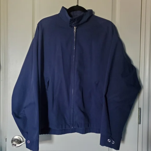 Vintage blue mens L/XL lightweight windbreaker rain bomber jacket