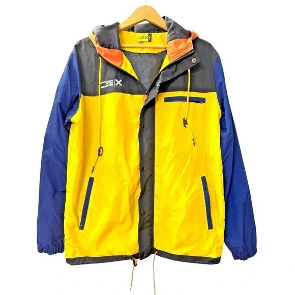 Something After Forever Windbreaker Mens Small Pre-Owned Jacket Yellow Hooded