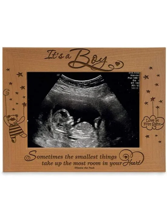 Engraved Wood Picture Frame for Baby - Heartfelt Sonogram Keepsake Gift, It's a