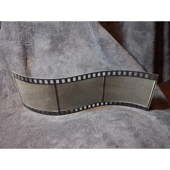 Vintage 90's Film Strip Photo Frame Curved Acrylic 3-Slot 3x5 Cinema Movie Decor