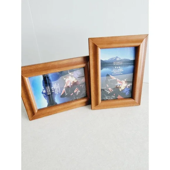 Vintage Wooden Picture Frame Set Brown 4x6 Tabletop Wall Decor 2 Pk Cottagecore