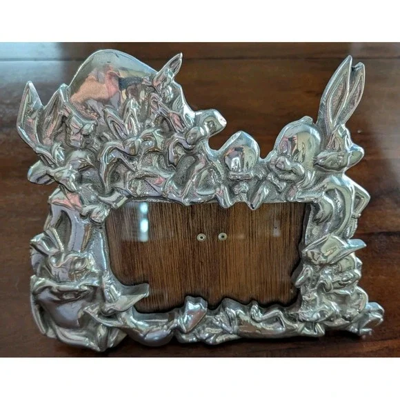 Looney Tunes Metal Picture Frame Hand Made Polished Embossed Aluminum VTG